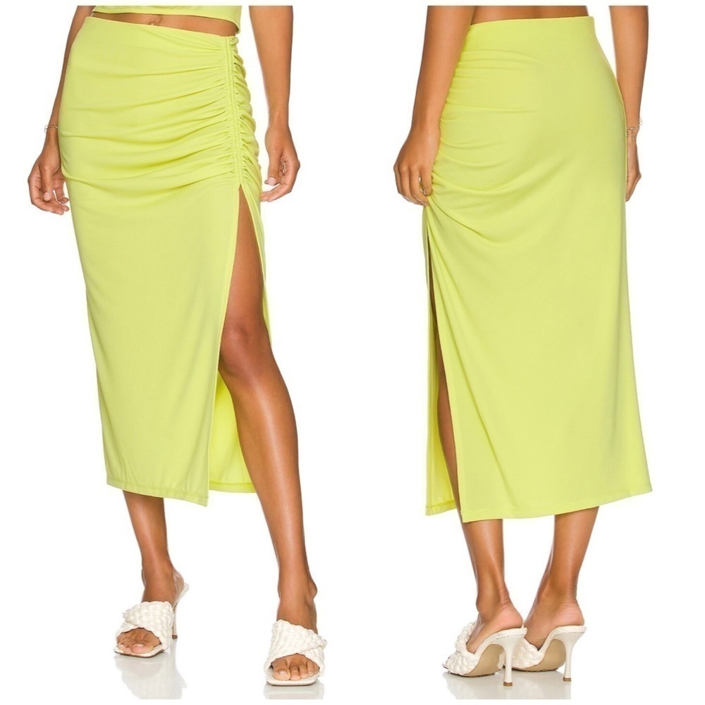 Revolve L’Academie Mira Midi Skirt in Limelight Size M